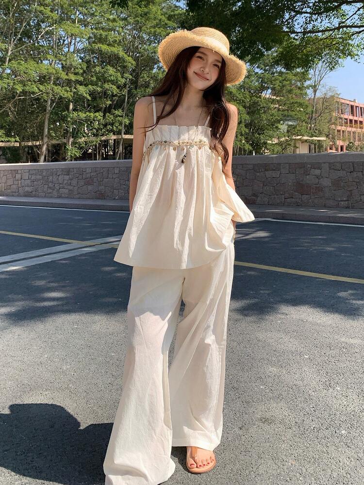 Women's Korean Style Long Sleeve Shirt And Pants 2-Piece Set, Summer Lounge Sets For Women Short Sets For Women
