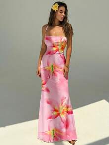 Đầm hở lưng in họa tiết hoa ly hồng thanh lịch kiểu Hawaii của Aloruh dành cho nữ, trang phục mùa hè, đầm đi biển, trang phục đi biển cho nữ, trang phục nghỉ mát nhiệt đới phong cách Bohemian, trang phục nghỉ mát nhiệt đới cho nữ. - Hồng - Xem 9