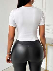 BamGleam Áo croptop nữ gợi cảm khoét hình trái tim, thích hợp cho mùa hè và ngày Valentine. - trắng - Xem 2
