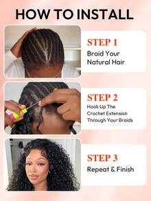 Boho Braids 60克50股卷曲真人钩编发，适合女性，长度14-22英寸，缅甸卷发束，100%真人发，预先分离，隐形奇迹结，羽毛钩编真人发，波西米亚风接发，自然黑1B# - S1B - 查看 8
