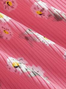 SHEIN EZwear 性感紫红色针织紧身迷你连衣裙，细肩带，夏季 - 玫紅色 - 查看 3