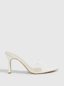 CUCCOO SZL Women's Fashion Pointed Clear Glass Gold Stilettos, Suitable For Dinner Parties, Commutes, Parties, Crystal Open-Toed High-Heeled Sandals Summer Shoes - White bs - View 2