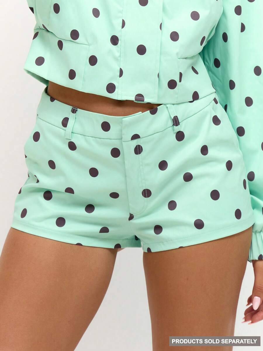 MUSERA Quần short mini chấm bi có đai thắt lưng, thích hợp cho mùa xuân hè, kỳ nghỉ, du lịch, sang trọng, nữ tính, hẹn hò buổi tối. - Nhiều màu - Xem 1