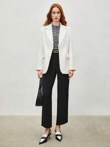 BizChic Quần ống rộng cạp cao màu đen dành cho nữ, quần tây công sở lịch sự, trang phục công sở mùa thu/đông. - màu đen - Xem 4