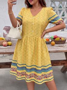 Breezaya Chân váy casual in hoa, cài cúc phía trước, thích hợp cho kỳ nghỉ và đi biển, dành cho nữ. - Nhiều màu - Xem 6