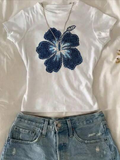 Attitoon Camiseta ajustada de cuello redondo y manga corta para mujer, adecuada para el verano