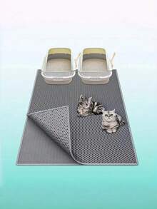 1pc Extra Large Double Layer Cat Litter Mat EVA Material Anti Splash Leak Proof Non Slip Washable Waterproof Odor Proof Easy Clean For Litter Box Protection - Multicolor - View 4