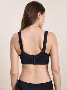 Hourtrue Damen-BH mit Polsterung - breite Träger, Spitzenbesatz, Seitenstütze, Bushenhancer, sexy & bequem für den Sommer - Schwarz - Übersicht 3