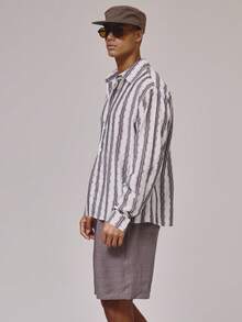 Musero Camisa ligera con botones, cuello y mangas largas, con rayas de contraste, esencial para primavera y verano - Multicolor - Ver 4