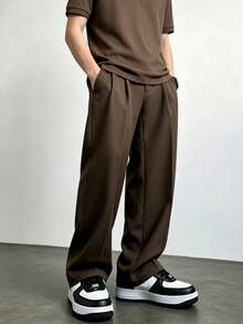 Manfinity Hypemode Pantalones largos casuales y holgados para hombre - Marrón - Ver 1