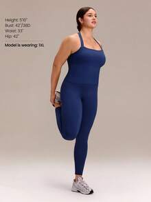 GLOWMODE Áo tank top cỡ lớn, siêu mềm mại, không đường may, cổ vuông, hở lưng, thấm hút nắng, có mút ngực tháo rời, thích hợp cho tập luyện, chạy bộ, thể dục, tập gym, thể hình, hoạt động thể thao. - Dark Blue - Xem 7
