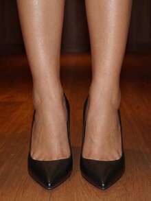 Fashion Sexy Apricot Patent Leather Pointed-Toe 10.5cm Stiletto High Heel Casual Versatile Pumps For Women, Spring/ ,Elegant,Party,Stilletos Heels Spring Shoes Summer Shoes - Black - View 4