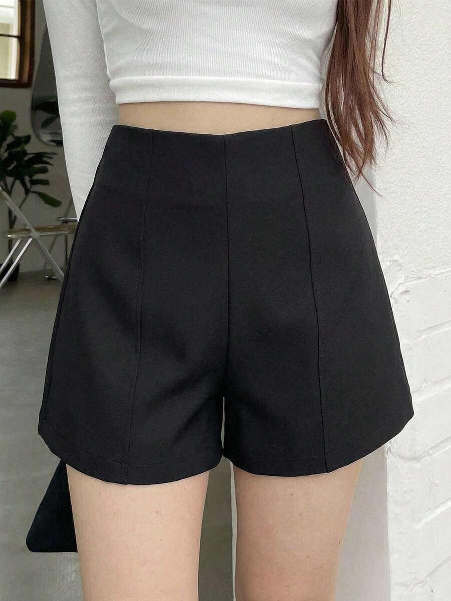 DAZY Women's Solid Color Casual Versatile Daily Wear Shorts Summer - Black - View 1