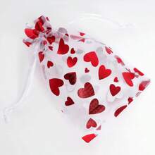 Bộ 25 túi vải organza hình trái tim màu đỏ có dây rút, thích hợp làm quà tặng đám cưới, mỹ phẩm và quà tặng ngày Valentine, quà lưu niệm cho tiệc cưới. - Nhiều màu - Xem 4