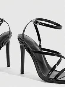 CUCCOO SZL Women's Black High-Heeled Block-Toe Strappy Sandals - Black - View 5