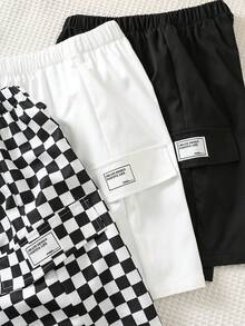 3 Pcs Tween Boy Loose Casual Woven Shorts Multi-Color Set,White,Summer,Casual,School,Back-To-School,Solid Color Sports Workwear Versatile Simple Basic - Multicolor - View 6