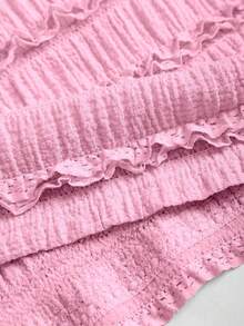 Sweetra Đầm maxi ren xếp ly màu vàng nhạt dành cho nữ, phong cách nghỉ dưỡng lãng mạn gợi cảm, thích hợp cho mùa xuân/hè. - Hồng - Xem 4