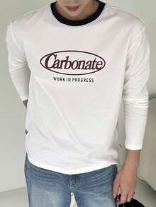 DAZY Spring Letter Print Color Patchwork Long Sleeve T-Shirt For Men Summer - Multicolor - View 7