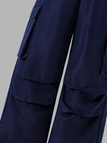 2pcs/Set Navy Casual Streetwear Numeric Print T-Shirt & Cargo Pants,Summer Back-To-School Holiday Outfit,Comfortable Fit Fashionable Street Elements - Multicolor - View 4