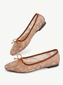 CUCCOO CHICEST Giày nữ mùa xuân hè mới, thiết kế nơ dễ thương, mũi vuông nhỏ, kiểu dáng slip-on, thanh lịch lãng mạn, đơn giản và gợi cảm, giày bệt nữ, giày dự tiệc hẹn hò, tiệc trà chiều, ngày Valentine, trang phục thanh lịch. - Lớn nâu - Xem 6