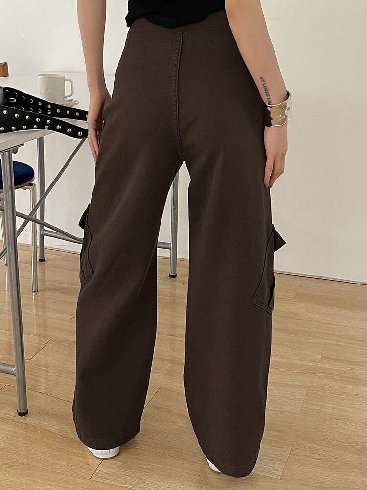 Women's Cargo Pocket Wide Leg Loose Casual Jeans Summer