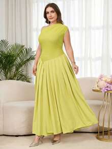 Reflora Robe de mariée d'invitée d'été grande taille élégante vert clair, ensemble 2 pièces sans manches à imprimé floral, robes longues de soirée formelle, de fête de remise des diplômes et de demoiselle d'honneur - Vert - Voir 3