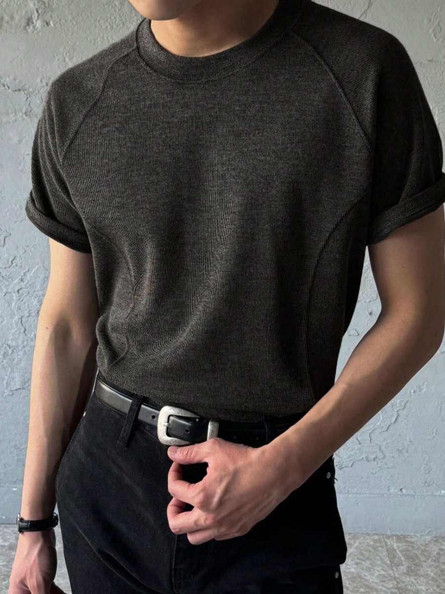 DAZY Men's Casual Short Sleeve Dark Gray T-Shirt, Summer - Dark Grey - View 1