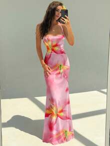 Đầm hở lưng in họa tiết hoa ly hồng thanh lịch kiểu Hawaii của Aloruh dành cho nữ, trang phục mùa hè, đầm đi biển, trang phục đi biển cho nữ, trang phục nghỉ mát nhiệt đới phong cách Bohemian, trang phục nghỉ mát nhiệt đới cho nữ. - Hồng - Xem 12