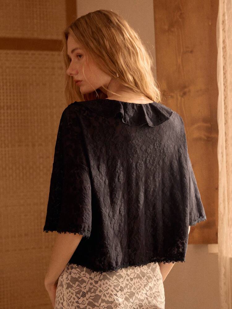 MOTF STUDIO WOMEN'S LACE RUFFLE COLLAR BLOUSE, SPRING/SUMMER