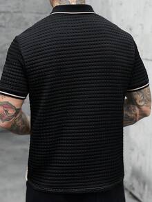 Manfinity CasualCool 男士时尚百搭纹理拼接纽扣半开襟休闲Polo衫 - 彩色 - 查看 2