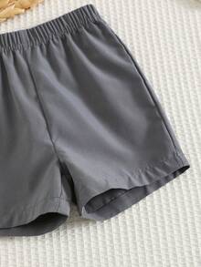 SHEIN 男婴夏季休闲白色立领长袖衬衫套装（含白色立领长袖上衣和灰色休闲短裤），适合生日派对、锐舞派对、晚宴、演出、婚礼、迎婴派对、洗礼、周岁生日庆祝、婚礼宾客等场合。 - 彩色 - 查看 7