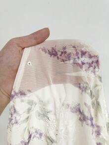 Viva Relle Plus Size Ditsy Floral Elegant Flowy Dress - Apricot - View 7