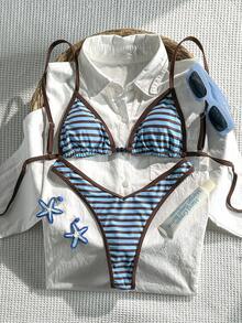 Swim Vcay 女士随机印花串珠吊带比基尼套装，春夏款 - 彩色 - 查看 2