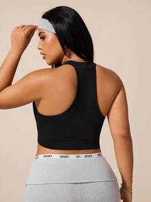 Rhythm Era Plus Size Women Sports Bra Seamless Fitness Yoga Workout Running Training Top - Black - View 2