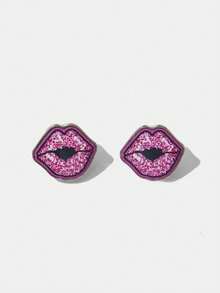 Betty Boop x SHEIN Cross-Border, New Creative Personalized Cartoon Beautiful Woman, Lips, Red Heart Enamel Earrings, IP Joint Design, Light Luxury Niche, Simple And Generous, Suitable For Various Parties, Concerts And Festivals - Multicolor - View 10