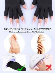 Găng tay chống tia UV cho móng tay - Găng tay hở ngón chống tia UV dùng cho đèn làm móng gel, bảo vệ khỏi bức xạ, dụng cụ làm móng chuyên nghiệp, vật tư làm móng nghệ thuật. - Nhiều màu - Xem 2