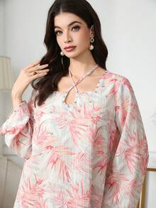 Yasmyna Women's Elegant Floral Print Arabic Style Dress - Multicolor - View 4