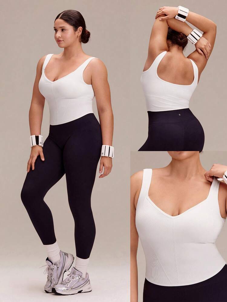 Plus Size Ultrafine Soft Seamless Rock Every Rep Sweetheart Neckline Asymmetric Hem Removable Cups Corset-Style Tank Top Training Running Workout Gym Fitness Active Wear
