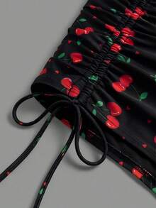 Sweetra CURVE Moderno Bottom de baño con estampado de cereza para mujeres de talla grande - Negro - Ver 3