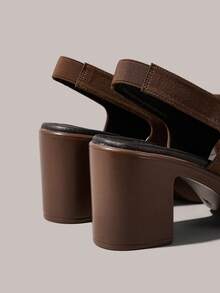 Styleloop Giày sandal cao gót nữ, mũi vuông, đế PU, thiết kế chéo, chất liệu vải nỉ mềm mại, thời trang, đơn giản, thoáng khí và thoải mái, thích hợp cho các bữa tiệc hàng ngày, các buổi liên hoan, kiểu dáng xỏ chân tiện lợi, sandal cao gót, tạo không khí lễ hội, trang phục mùa hè, vật dụng không thể thiếu khi đi du lịch. - màu nâu - Xem 4