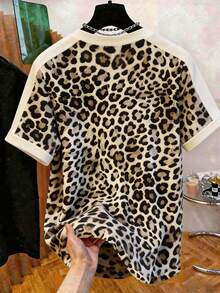 Resyla Men's Leopard Print Crew Neck Short-Sleeved T-Shirt, Summer Men's T-Shirt, Outdoor Shirt - White - View 2