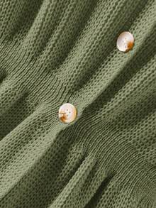 CosyJoli Cárdigan de punto con volantes en el bajo, de moda minimalista, para mujer de talla grande - Verde - Ver 5