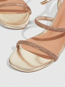 CUCCOO SZL Sandal Hak Tebal Platform Ujung Bulat Elegan, Cocok untuk Wanita, Gaya Eropa dan Amerika, Sandal Hak Tinggi Musim Panas - Emas - View 5