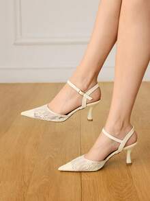 CUCCOO HITCHD Women's Pointed Toe Buckle Design Elegant Wedding High Heels - Mustard Yellow - View 2