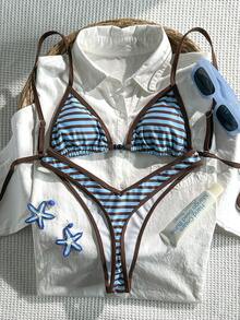 Swim Vcay 女士随机印花串珠吊带比基尼套装，春夏款 - 彩色 - 查看 3
