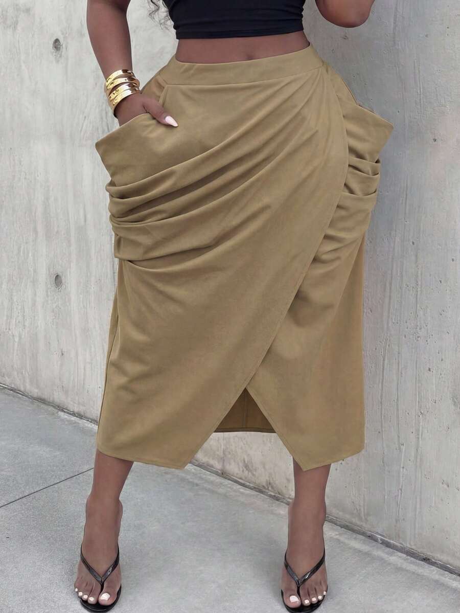 Slaydiva 2026春夏优雅通勤休闲装，生日派对，毕业季，学生装，日常出行，百搭基础款，休闲度假，早春新品，春夏音乐节，情人节，复活节，婚礼季，节日季，海滩度假，休闲，优雅，通勤，日常穿着，工作装，度假，派对，邮轮，聚会，基础款，日常约会，爆款，商务休闲，曲线时尚女装-大码女装-大码下装-大码裙子