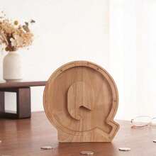 1 件木制英文字母存钱罐，透明木制储蓄罐，26 个英文字母装饰木制存钱罐，精致时尚的节日礼物，适合感恩节生日礼物毕业 - 灰色 - 查看 19