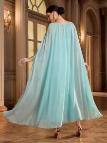 Modelyn Vestido de estilo árabe con mangas de murciélago y decoración de lentejuelas para mujer - Rosa - Ver 3