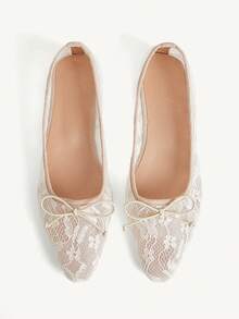 CUCCOO CHICEST Giày nữ mùa xuân hè mới, thiết kế nơ dễ thương, mũi vuông nhỏ, kiểu dáng slip-on, thanh lịch lãng mạn, đơn giản và gợi cảm, giày bệt nữ, giày dự tiệc hẹn hò, tiệc trà chiều, ngày Valentine, trang phục thanh lịch. - Hạnh nhân lớn - Xem 1
