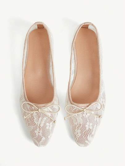 CUCCOO CHICEST Women's Shoes Spring And Summer New Cute Bow Design, Low Vamp Small Square Toe, Slip-On Design, Romantic Elegance Temperament Simple And Sexy, Women's Flat Shoes, Dress Shoes Dating Afternoon Tea Party Valentine's Day Elegant Wear